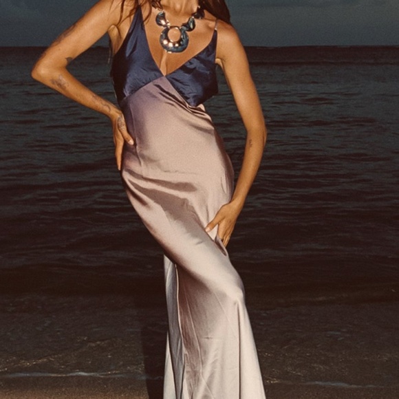 Ombré Satin Maxi Dress 12th Tribe - Picture 1 of 7